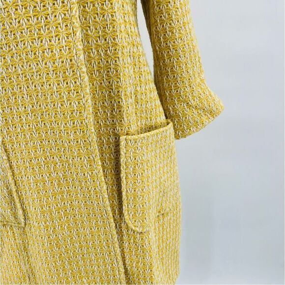 Forever Coat Retro Pockets Knit Yellow White Size XS - Picture 7 of 8